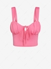 ZAFUL Front Tie Ruched Bust Milkmaid Crop Top Xl Light pink