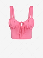 ZAFUL Front Tie Ruched Bust Milkmaid Crop Top Xl Light pink