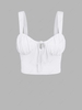 ZAFUL Front Tie Ruched Bust Milkmaid Crop Top Xl White