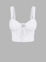 ZAFUL Front Tie Ruched Bust Milkmaid Crop Top Xl White
