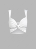 ZAFUL Front Twist Knitted Crop Tank Top Xl White