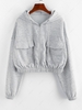 ZAFUL Front Zip Pockets Crop Hoodie S Light gray