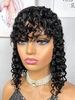 zaful Full Bang Curly Human Hair Wig