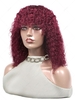 zaful Full Bang Curly Red Human Hair Wig