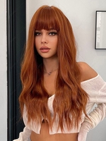 zaful Full Bang Reddish-brown Long Wavy Synthetic Wig