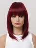 zaful Full Bang Shoulder Length Wine Red Color Synthetic Wig