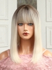 zaful Full Bangs Mid Length Brown Gradient Platinum Straight Synthetic Wig