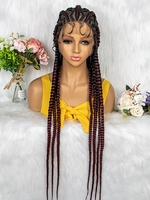 zaful Full Lace S-type Handmade Braid Haircut Wine Red Mixed Black Long Synthetic Wig