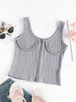 ZAFUL Full Zip Cupped Tank Top S Dark gray