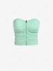 ZAFUL Full Zip Ruched Tube Top M Light green