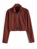 ZAFUL Full Zipper Ribbed T-shirt S Deep red