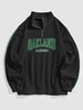 ZAFUL Fuzzy Fleece OAKLAND Embroider Quater Zip Sweatshirt Xxl Black