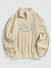 ZAFUL Fuzzy Fleece OAKLAND Embroider Quater Zip Sweatshirt Xxl Light coffee