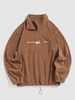 ZAFUL Fuzzy Letter and Mountain Embroidered Quater Zip Polar Fleece Sweatshirt Xxl Coffee