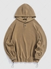 ZAFUL Fuzzy Polar Fleece Drawstring Hem Button Design Hoodie Xl Coffee