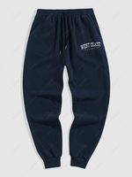 ZAFUL Fuzzy West Coast Embroidered Polar Fleece Sweatpants Xxl Deep blue