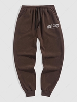 ZAFUL Fuzzy West Coast Embroidered Polar Fleece Sweatpants Xxl Deep coffee