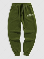 ZAFUL Fuzzy West Coast Embroidered Polar Fleece Sweatpants Xxl Deep green