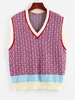 ZAFUL Geo Colorblock V Neck Sweater Vest S