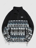 ZAFUL Geometric Ethnic Aztec Printed Zipper Fly Fluffy Jacket Xl Light blue