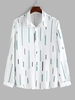 ZAFUL Geometric Pattern Button Front Long Sleeves Shirt L Green