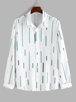 ZAFUL Geometric Pattern Button Front Long Sleeves Shirt L Green