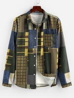 ZAFUL Geometric Pattern Pocket Button Up Shirt Xl