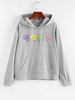ZAFUL Ghost Face Print Drop Shoulder Kangaroo Pocket Hoodie Xl Light gray