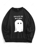 ZAFUL Ghost Print Graphic Halloween Sweatshirt S Black
