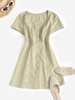 ZAFUL Gingham Button Up Mini Dress S Yellow