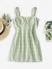 ZAFUL Gingham Cupped Bodycon Dress Xl Light green