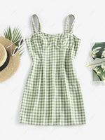 ZAFUL Gingham Cupped Bodycon Dress Xl Light green