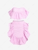 ZAFUL Gingham Flounce Bandeau Skirt Set M Light pink