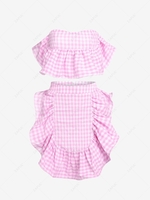 ZAFUL Gingham Flounce Bandeau Skirt Set Xl Light pink