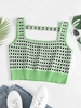 ZAFUL Gingham Knitted Bar Front Crop Tank Top S Light green