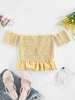 ZAFUL Gingham Off Shoulder Smocked Peplum Top Xl Deep yellow