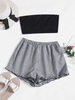 ZAFUL Gingham Ruffle Bandeau Co Ord Set S Multi a