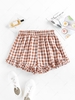 ZAFUL Gingham Ruffle Pull On Shorts L Coffee