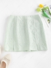 ZAFUL Gingham Seersucker Slit Mini Skirt Xl Light green