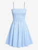 ZAFUL Gingham Smocked Mini A Line Dress Xl Light blue