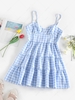ZAFUL Gingham Tiered Cami Sundress L Light blue