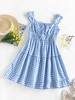 ZAFUL Gingham Tiered Mini Dress Xl Light blue