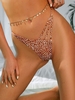 ZAFUL Giraffe Print Strappy High Cut Bikini Bottom M Coffee