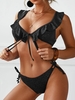 ZAFUL Glitter Pin Dot Ruffle Wrap Bikini Swimwear S Black