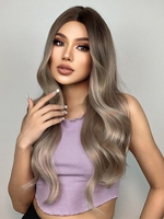 zaful Gold and Brown Mixed Long Wavy Synthetic Wig