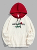 ZAFUL GOOD FOR EVERTHING Rose Embroidery Polar Fleece Colorblock Hoodie Xxl White