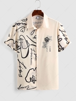 ZAFUL Graffiti Rose Printed Casual Shirt Xl Light coffee