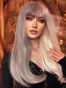 zaful Gray and Beige Two Tone Color Natural Straight Halloween Synthetic Wig