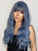 zaful Gray-blue Full Bang Fluffy Wavy Long Synthetic Wig