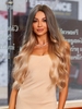 zaful Gray-brown Gradient Gold Long Wavy Synthetic Wig